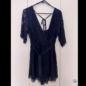 Navy Blue Lace Woman’s Romper